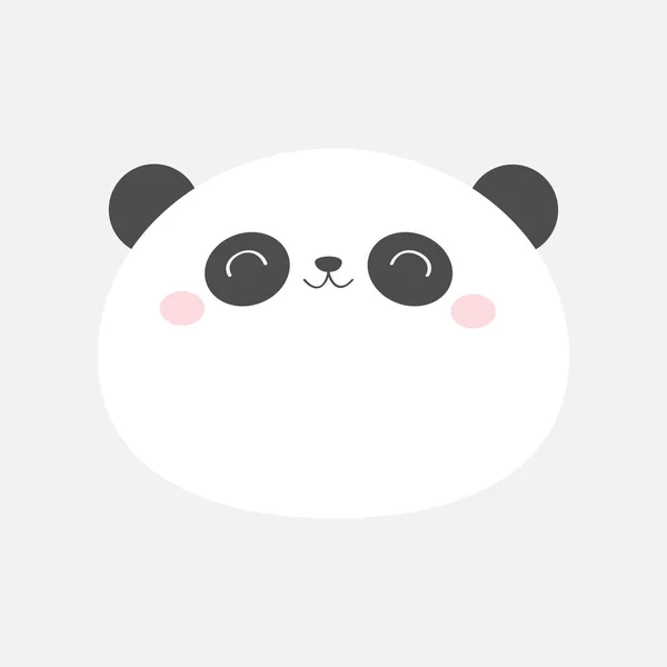 Panda oso icono de la cara redonda. Blanco y negro. Animal Kawaii. Lindo personaje de dibujos animados. Bebé gracioso con ojos, nariz, orejas. Impresión infantil. Tarjeta de felicitación Love. Diseño plano. Fondo gris. Aislado . — Vector de stock