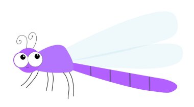 Yusufçuk simgesi. Sevimli karikatür kawaii komik karakter. Menekşe ejderha sinek Böcek izole. Büyük gözler. Gülen yüz, boynuzlar. Düz tasarım. Bebek çocuklar küçük resim. Beyaz arka plan.