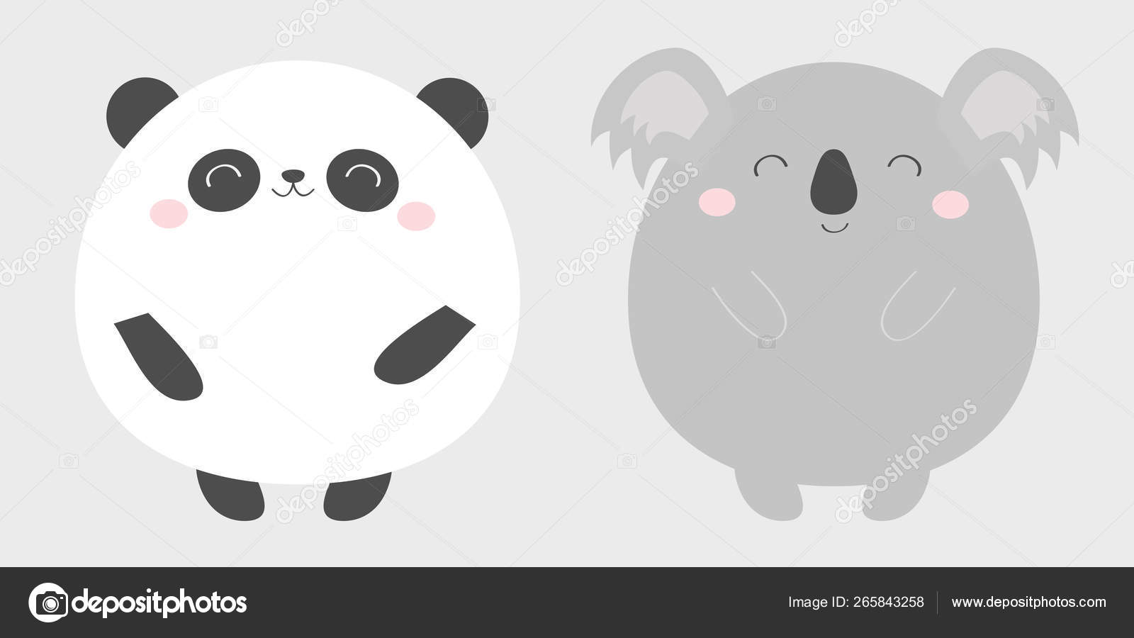 Ícone de brinquedo de urso Panda. Animal Kawaii. Preto e branco