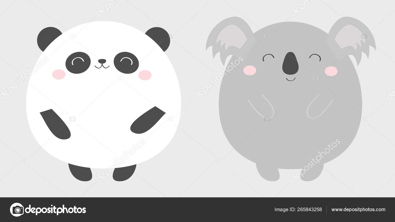 Urso panda bonito - preto & branco kawaii desenho animado cara de bicho  t-shirt