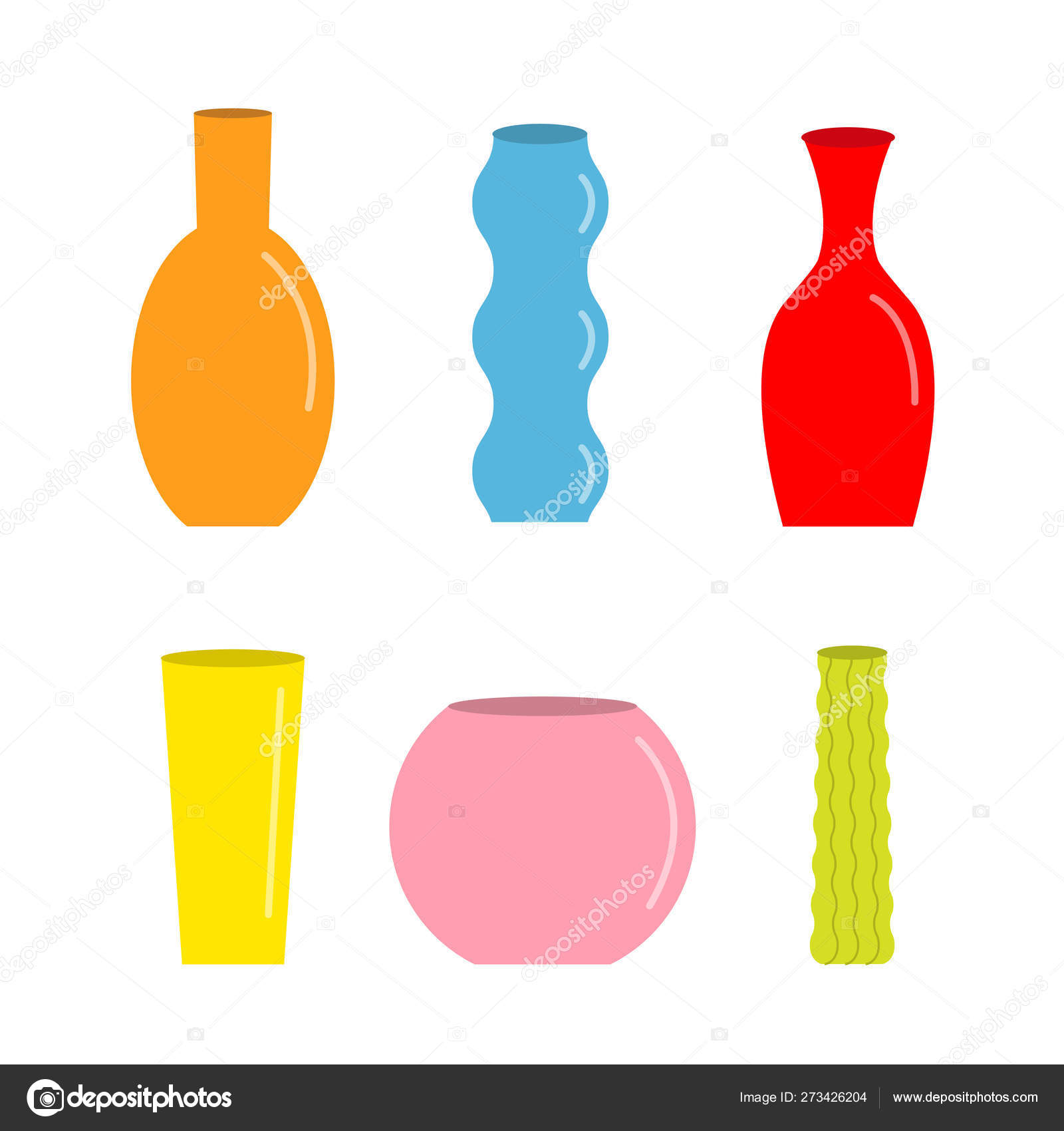 Vase Set Cute Colorful Icon Ceramic Pottery Glass Flower