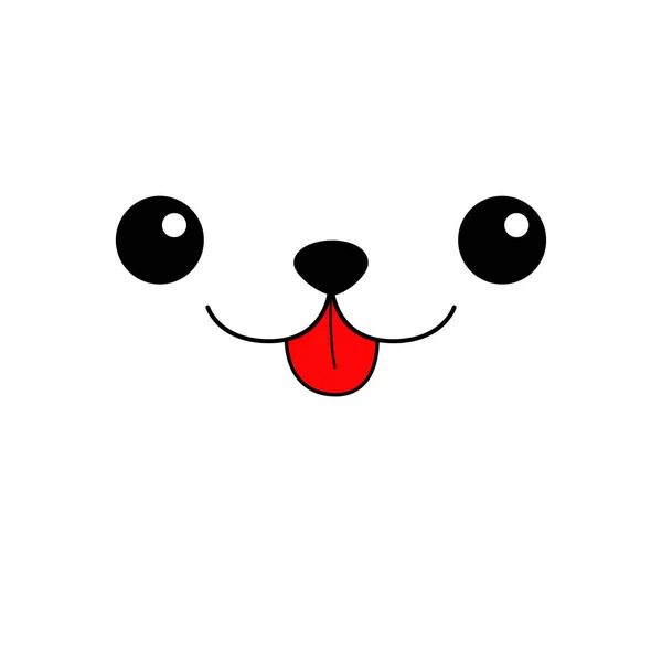 Ojos de perro, nariz, lengua roja. Lindo personaje de dibujos animados. Cabeza cara silueta icono cuadrado. Línea de contorno. Animal Kawaii. Gracioso perrito bebé. Tarjeta de amor. Diseño plano. Fondo blanco — Vector de stock