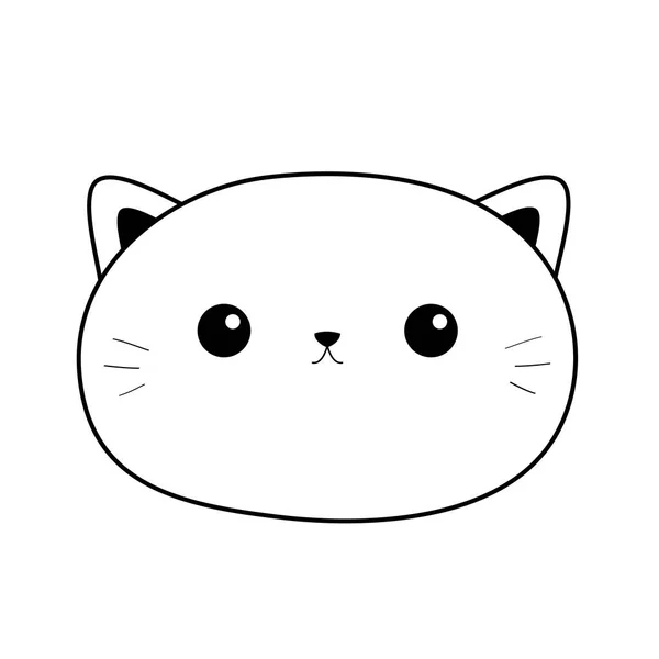 Cara triste de gato. Ícone de silhueta linear. Linha de contorno. Personagem bonito gatinho desenhos animados. Animal Kawaii. Gatinho engraçado. Cartão de boas-vindas. Design plano. Fundo branco. Isolados . — Vetor de Stock