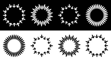 Siluet yuvarlak defne foliate buğday çelenk hattı ayarlayın. Ödül konsepti. Düz tasarım. Izole. Siyah beyaz arka plan.