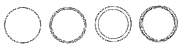 Línea de conjunto de iconos de cadena abstracta redonda. Efecto de contorno. Fondo blanco. Aislado. Diseño plano — Vector de stock