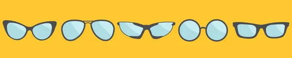 Conjunto de iconos de gafas. Colección de gafas de sol. Diseño plano. Fondo amarillo. Aislado . — Vector de stock