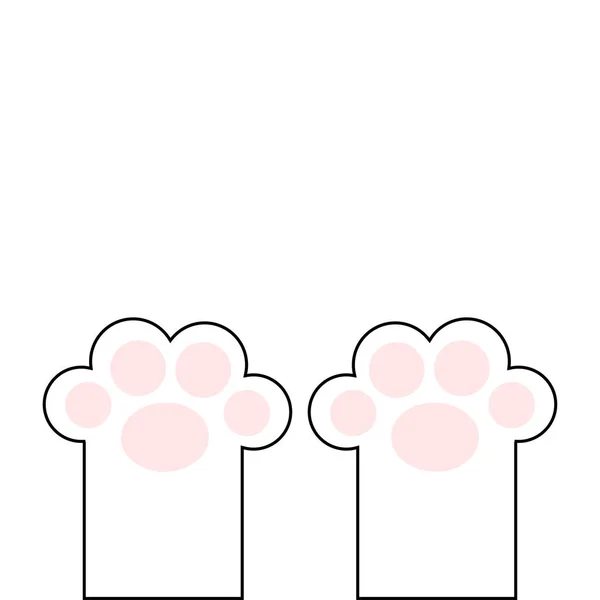 Pie de pata de gato estampado pata con almohadillas rosadas. Lindo dibujo animado kawaii personaje divertido cuerpo parte línea silueta. Colección bebé mascota Diseño plano. Fondo blanco. Aislado . — Archivo Imágenes Vectoriales