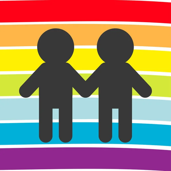 Fundo da bandeira do arco-íris. Símbolo gay LGBT. Assinatura de casamento de dois rapazes. Conjunto de linhas coloridas. Design plano. Fundo branco . —  Vetores de Stock