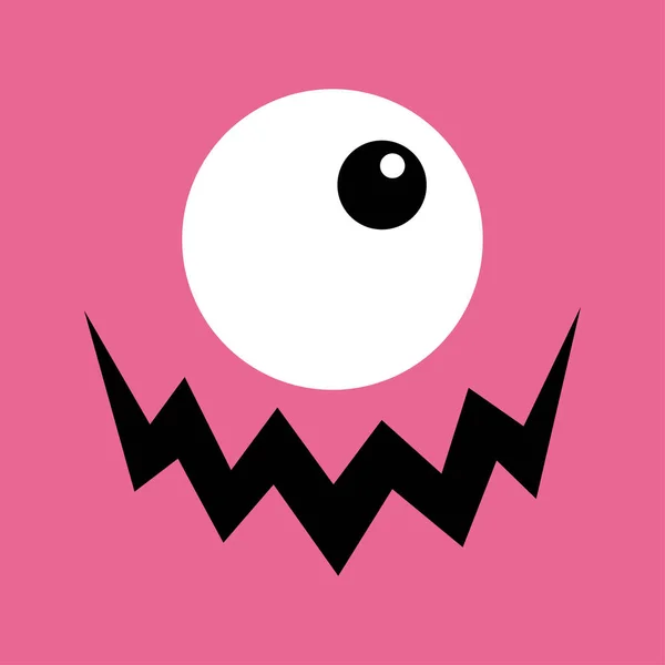 Monsterkopf. Buh, gruselig schreiende Gesichter. Ein Auge, Zähne, Maus. Quadratischer Kopf. Glückliche Halloween-Karte. flachen Design-Stil. rosa Hintergrund. — Stockvektor