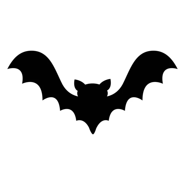 Pipistrello volante icona silhouette nera. Carino personaggio del bambino del fumetto con grande ala aperta. Buon Halloween. Animali della foresta. Design piatto. Sfondo bianco. Isolato. Biglietto d'auguri . — Vettoriale Stock