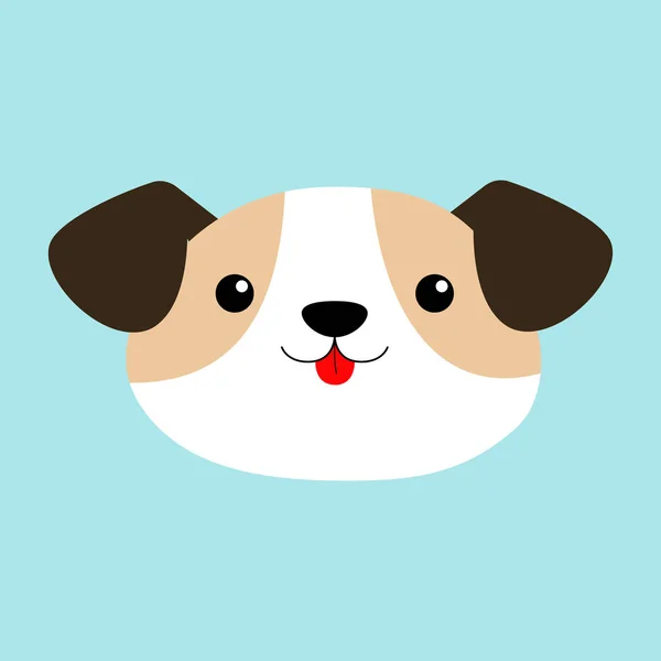 Cabeza de perro icono redondo. Lindo personaje de dibujos animados kawaii bebé divertido. Cachorro blanco. Estilo de diseño plano. Ayuda concepto animal sin hogar. Adoptadme. Adopción de mascotas. Fondo azul. Aislado . — Vector de stock