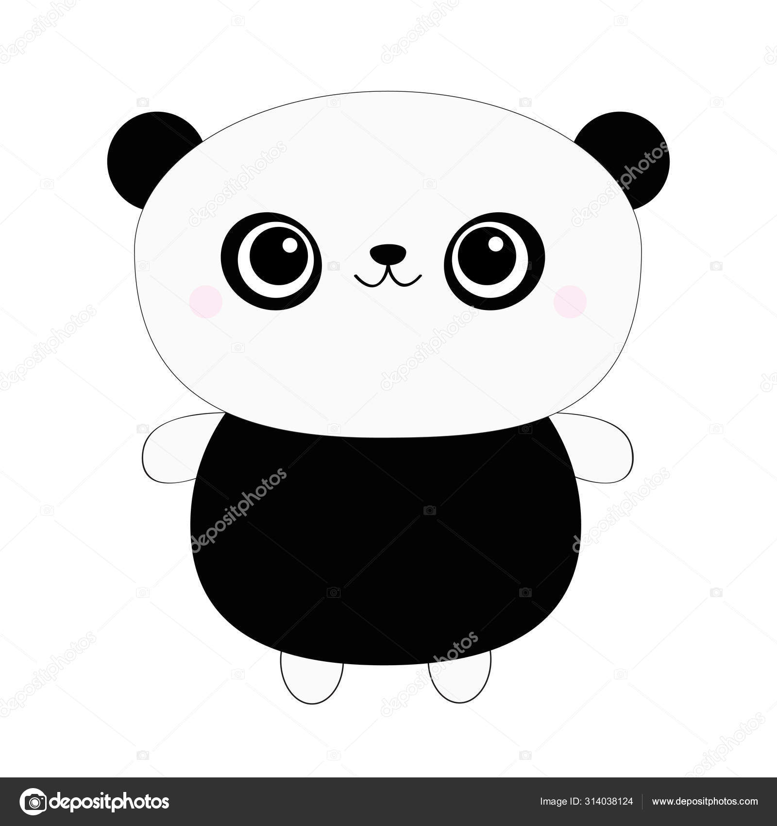 Ícone de brinquedo de urso Panda. Animal Kawaii. Preto e branco