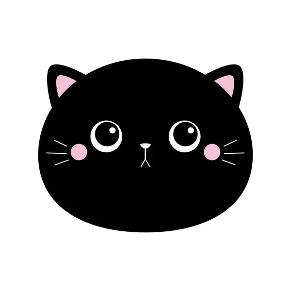 Black Cat Kitten Kitty Face Silhouette Icon Cute Kawaii Cartoon — Stock Vector