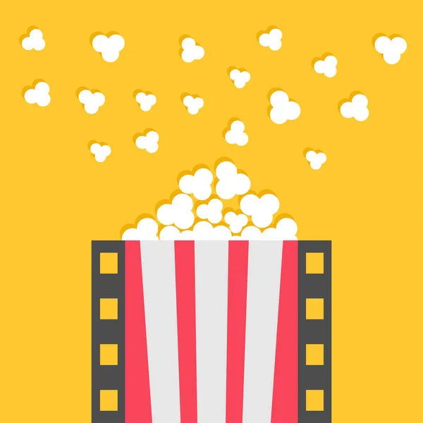 Popcorn Popping Filmstriplijn Popcorn Rode Witte Doos Cinema Film Avond — Stockvector