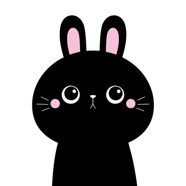 Black Rabbit Buny Hare Silhouette Icon Cute Kawaii Cartoon Character — Stock Vector