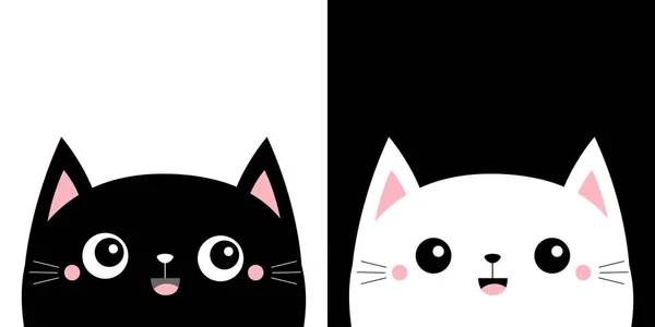 Gatinho Gato Gatinho Sorrindo Ícone Definido Personagem Desenhos Animados Kawaii —  Vetores de Stock