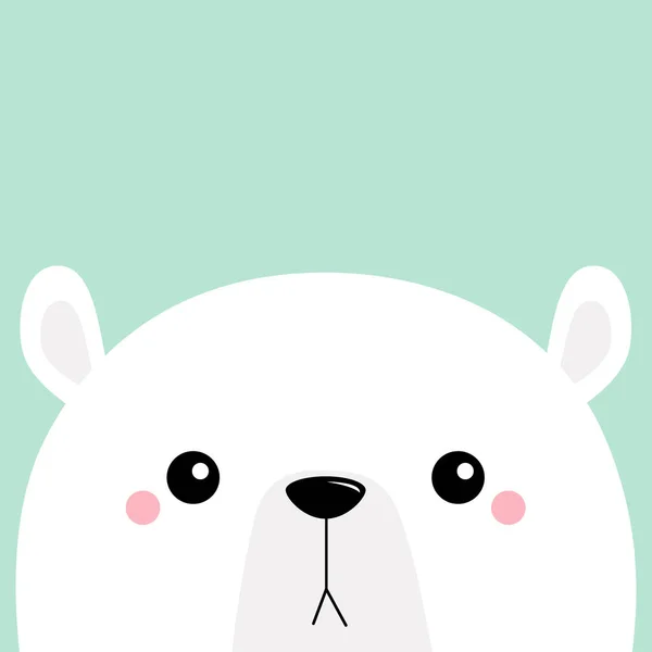 White Polar Bear Cub Sad Face Merry Christmas Happy New — Stock Vector