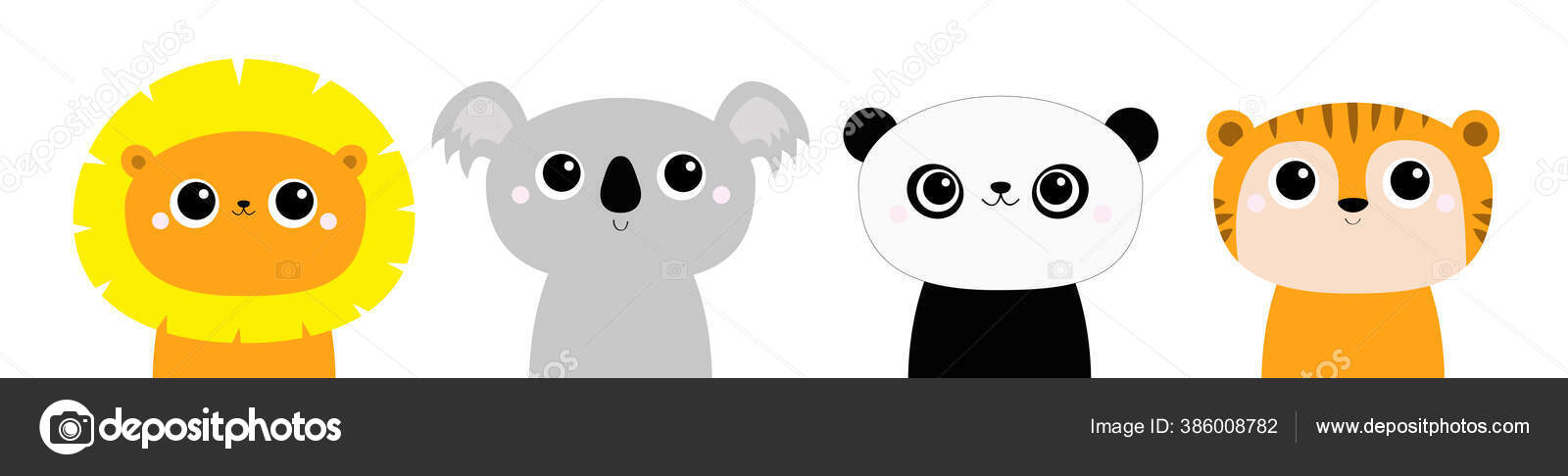 Cara de urso panda bonito. olhar amoroso. personagem de desenho animado.  ilustração.