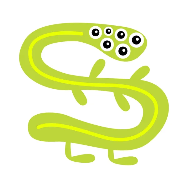 Monster Snake Green Silhouette Happy Halloween Cute Kawaii Cartoon Scary — Stock Vector