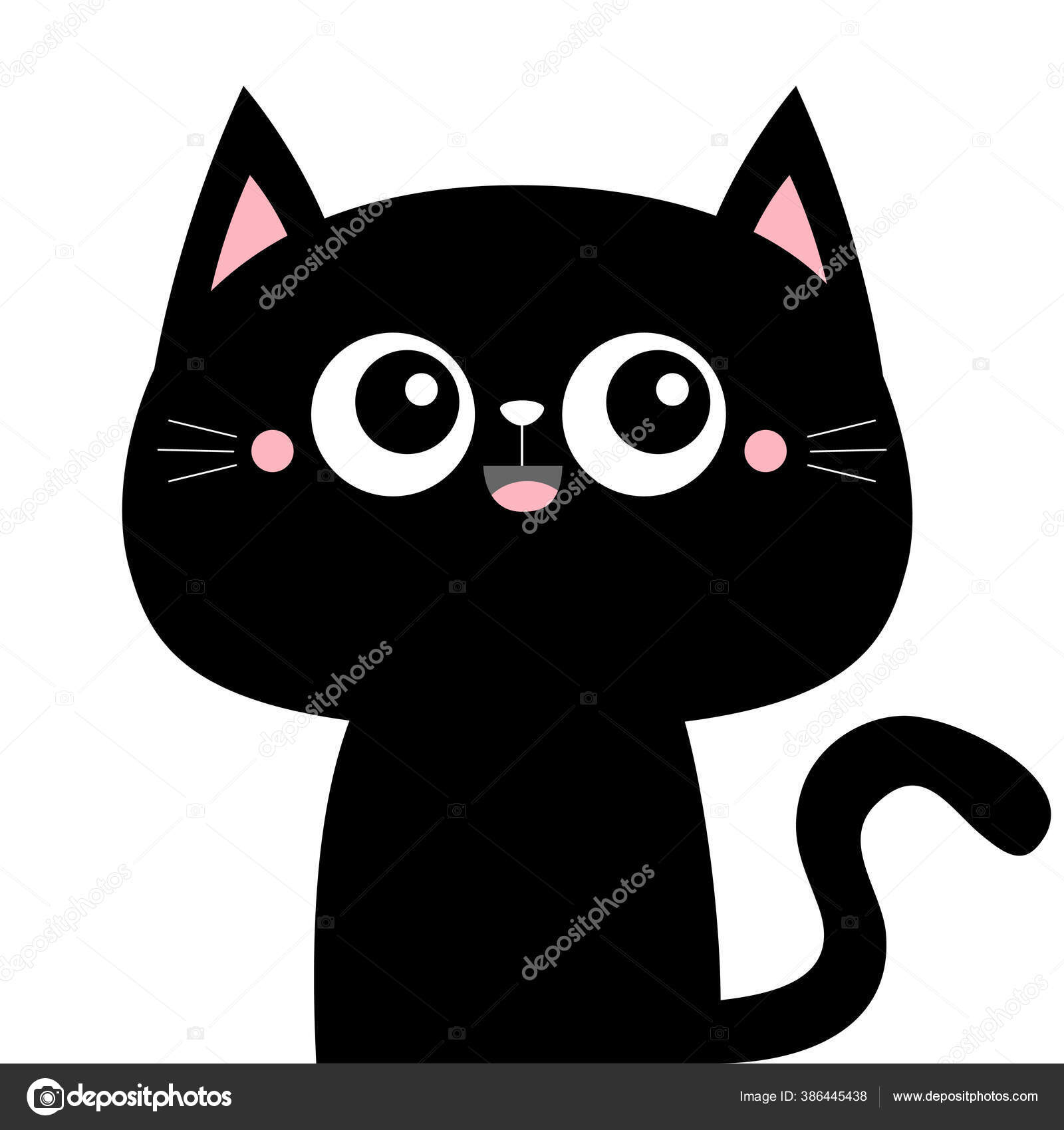 Cabeça Gato Bonito Animal Kawaii Sílhueta Contorno Estilo