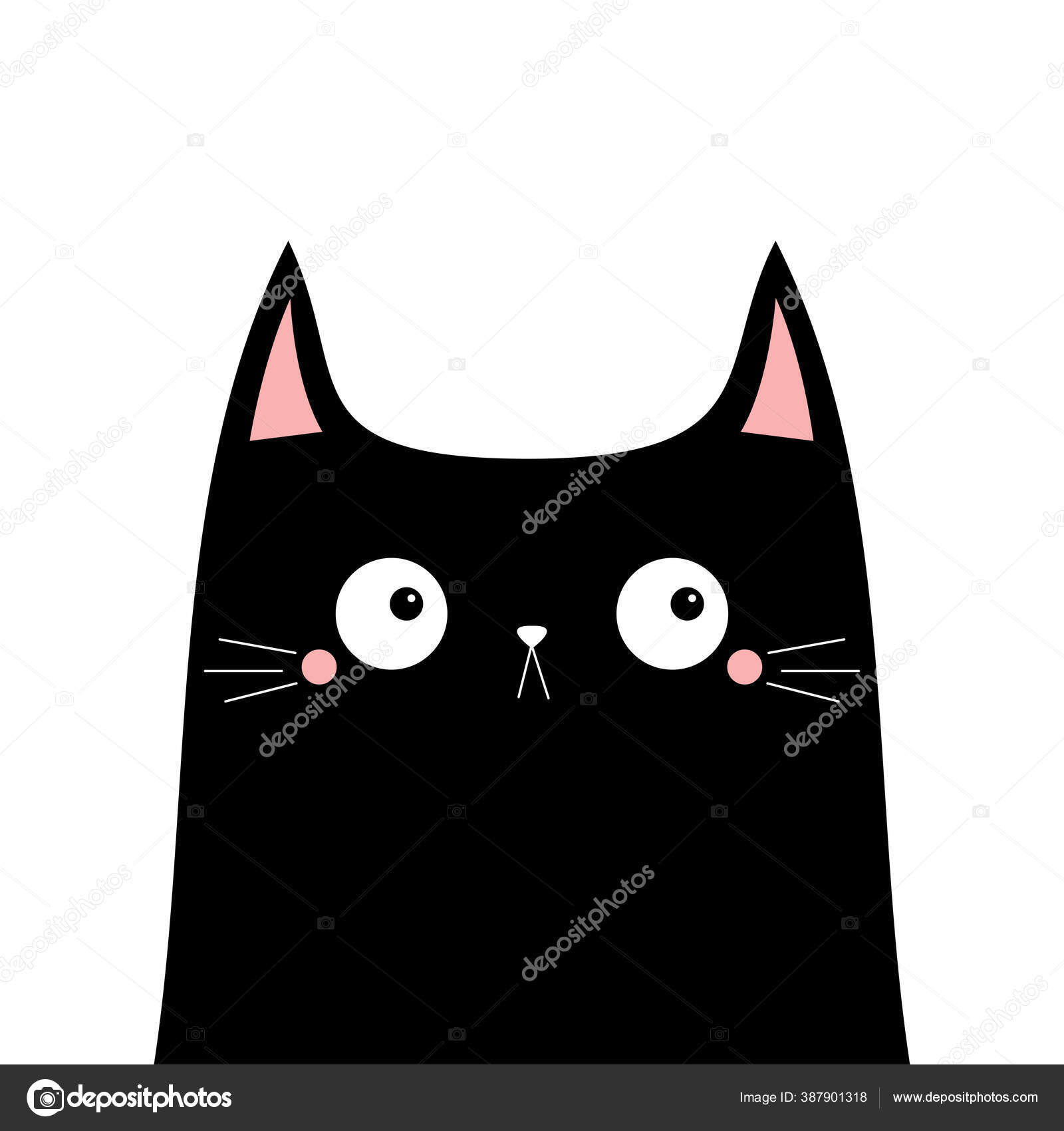 Collection of Cute cat cartoon face design icon. Cute cat cartoon