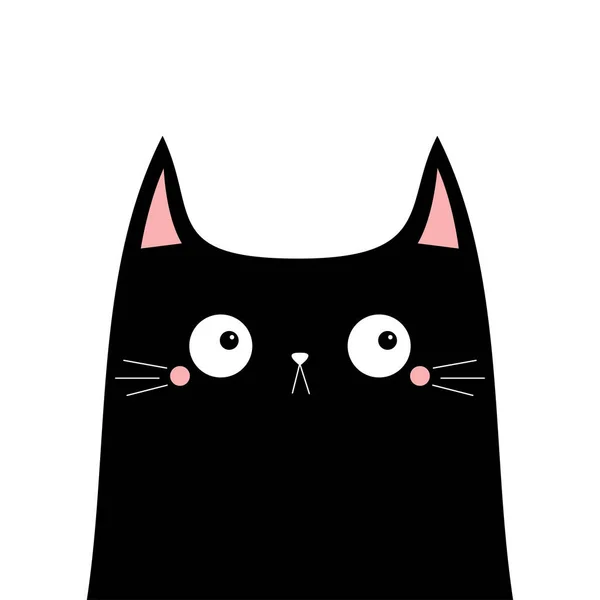 Cat Kitten Kitty Head Silhouette Icon Cute Black Kawaii Cartoon — Stock Vector