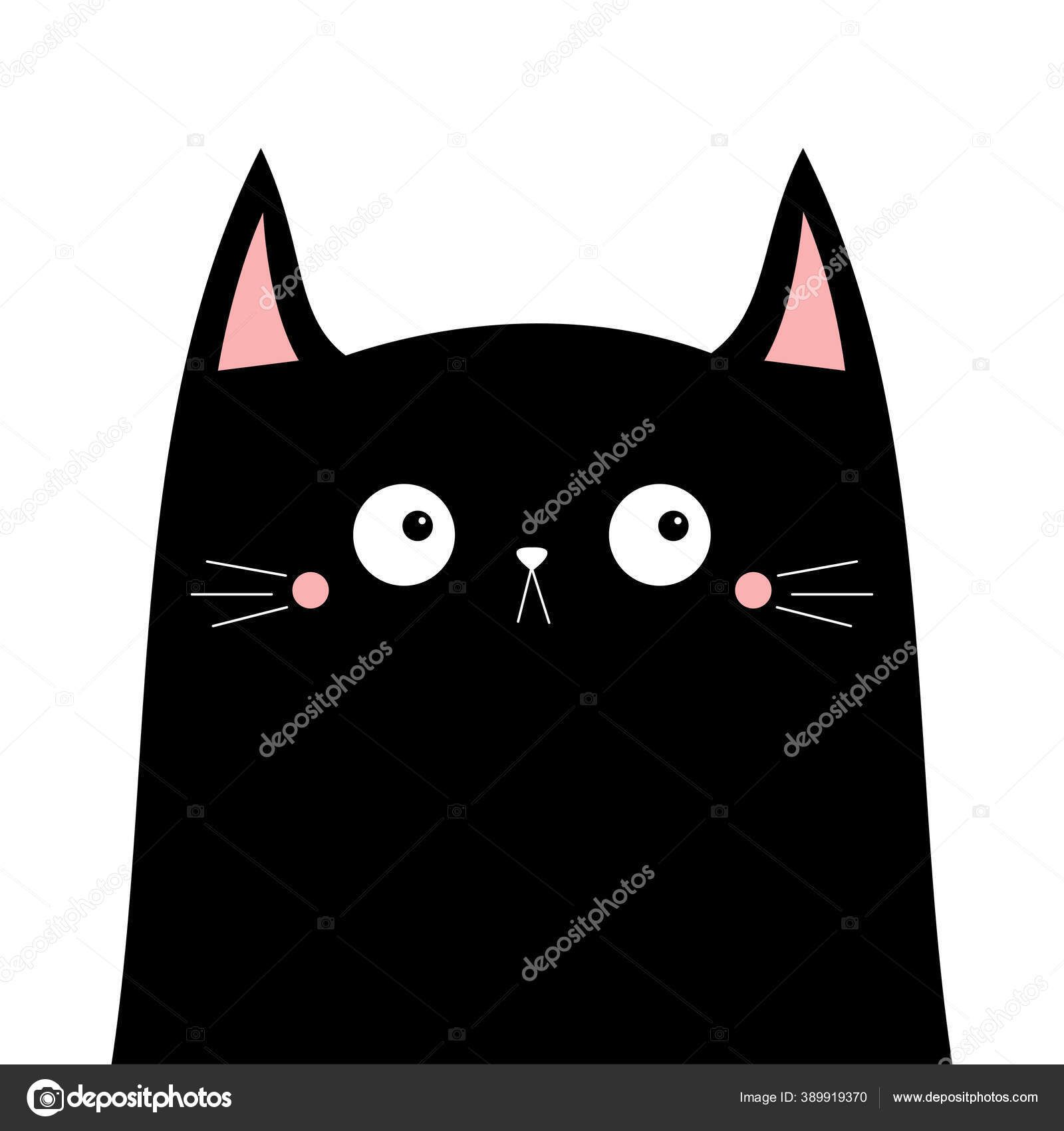 Ikon Siluet Kepala Kucing  Hitam  Lucu Karakter Kartun  