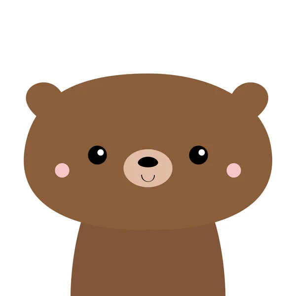 Bonito Oso Pardo Personaje Dibujos Animados Kawaii Cara Graciosa Mejillas — Vector de stock