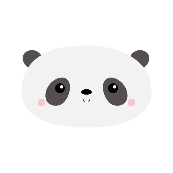 Niedlicher Pandabär Kawaii Zeichentrickfigur Lustige Kopf Gesicht Ikone Pinkfarbene Wangen — Stockvektor