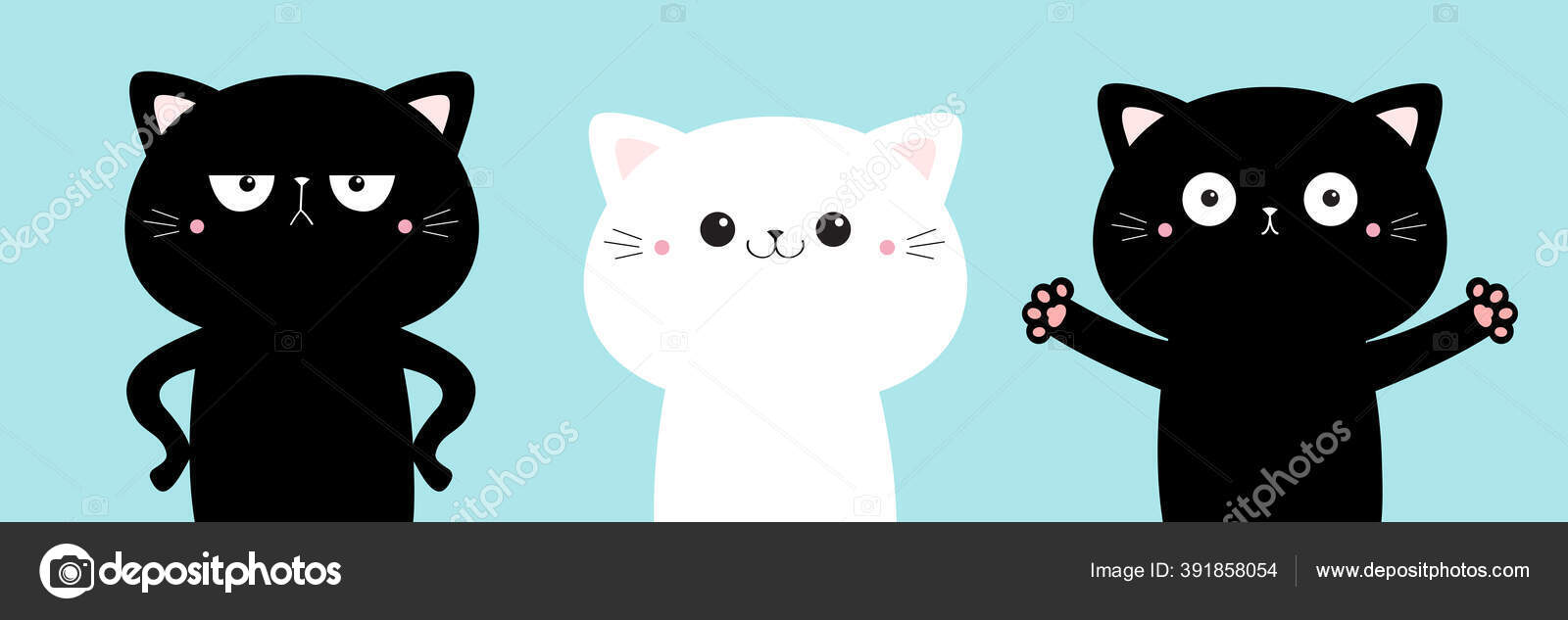 Grupo de gatos bonitos com cores diferentes do vetor dos desenhos animados  isolado caracteres