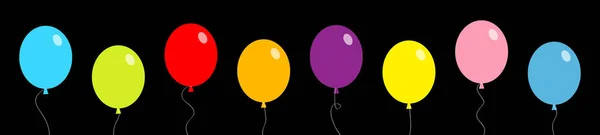 Ballongens Linjebanderoll Ett Gäng Ballonger Färgglada Transparent Helium Leksak Snöre — Stock vektor