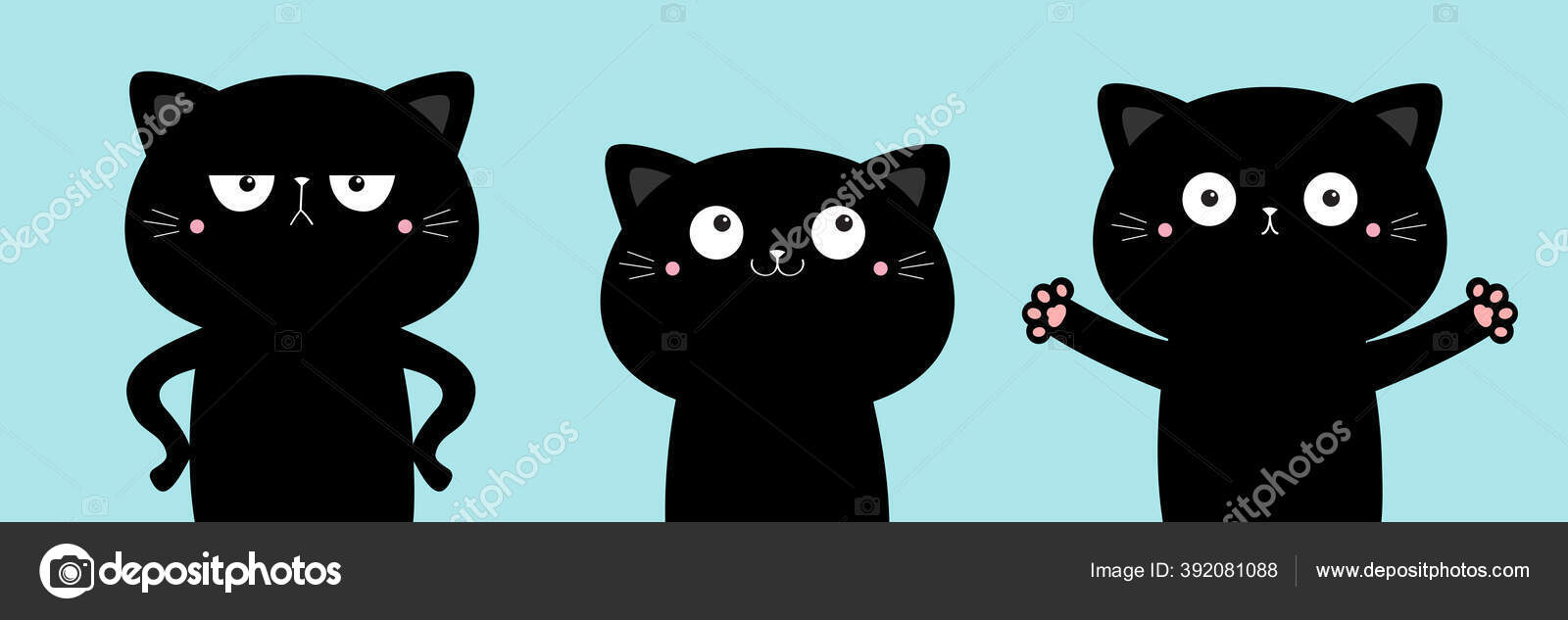 Set Kucing Yang Lucu Kucing Lucu Memberikan Pelukan Marah Karakter Stok Vektor C Worldofvector 392081088