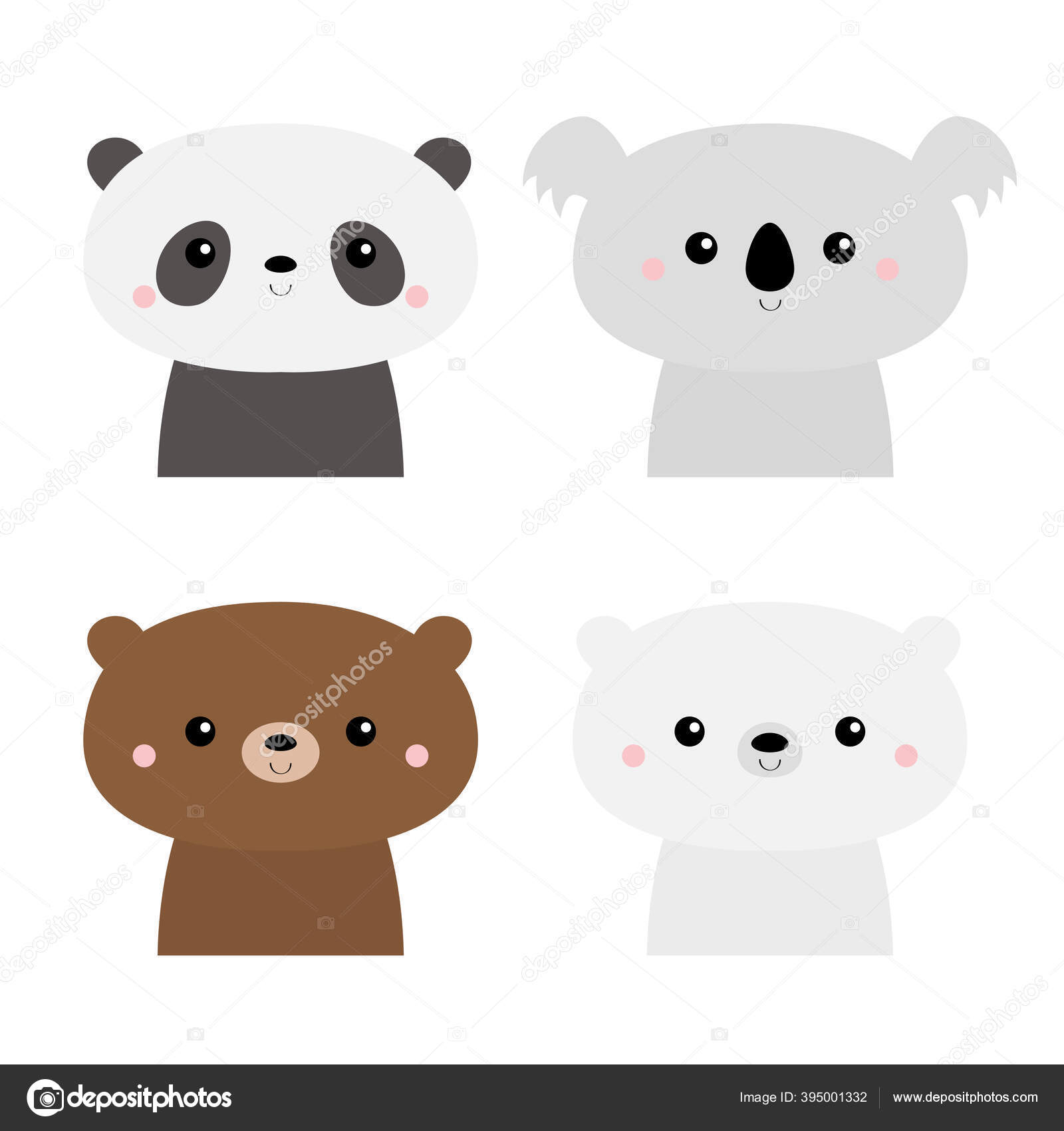 Urso panda bonito - preto & branco kawaii desenho animado cara de bicho  t-shirt