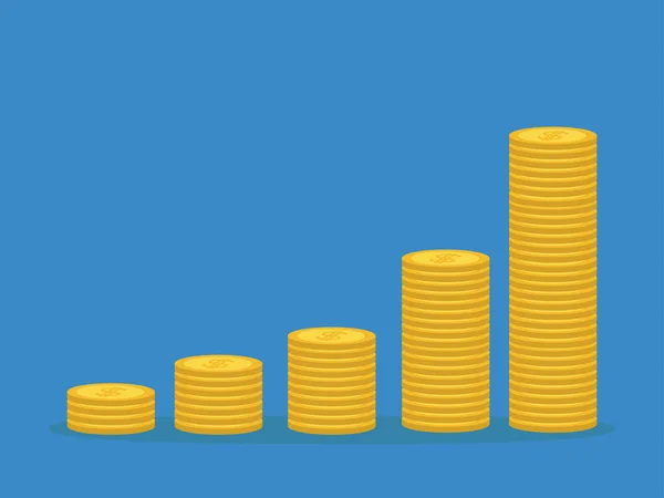 Sada Ikon Zlaté Mince Dolarový Symbol Infographic Zásobníky Obrazců Diagramů — Stockový vektor