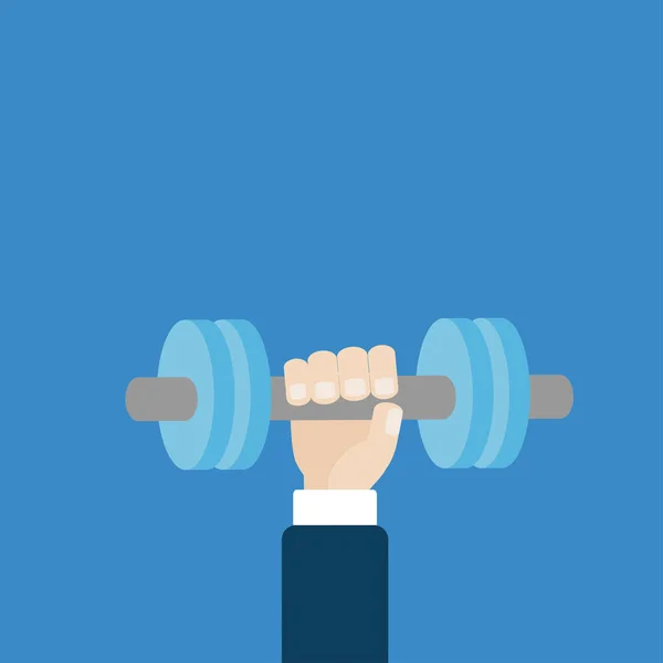 Businessman Hand Holding Dumbell Sport Fitness Equipment Icon Healthy Lifestyle — Stock Vector