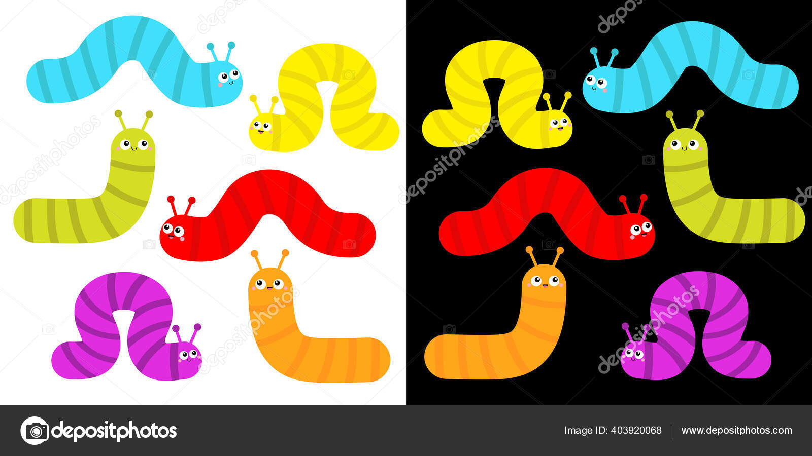 Гусеница Готова Иконка Насекомых Милый Ползучий Жук Мультфильм.