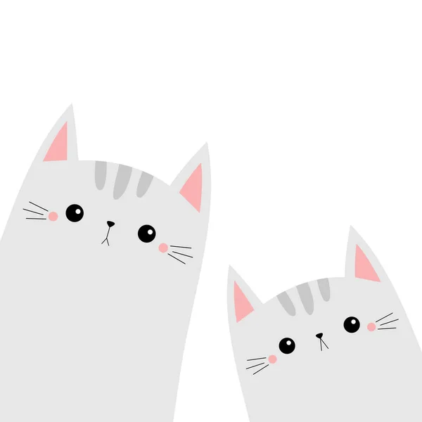 Twee Kattendieren Kitten Poesje Vrienden Leuke Cartoon Grappige Kawaii Karakter — Stockvector