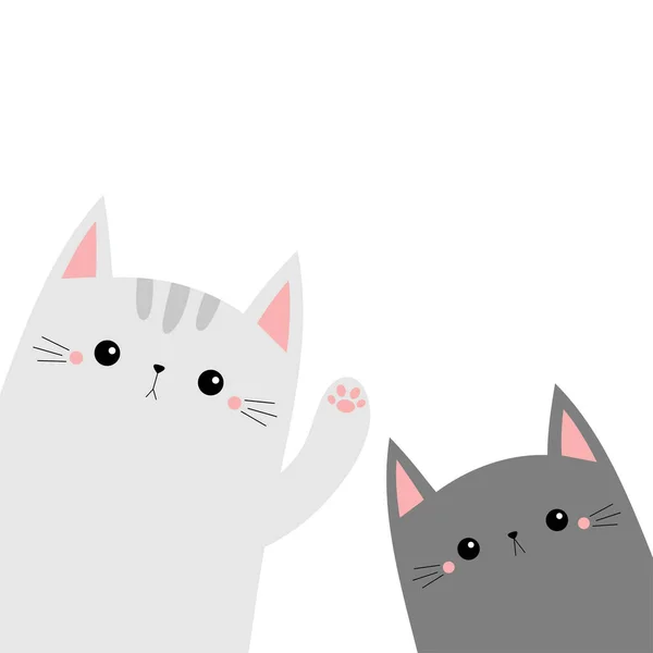 Ensemble Animal Chat Gris Blanc Chaton Chaton Amis Mignon Personnage — Image vectorielle