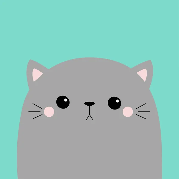 Cute Cat Face Head Kawaii Animal Gray Silhouette Scandinavian Style — Stock Vector