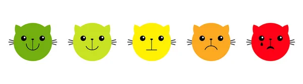Gato Gatito Escala Retroalimentación Smiley Cara Satisfacción Emoticono Felicidad Emoción — Archivo Imágenes Vectoriales