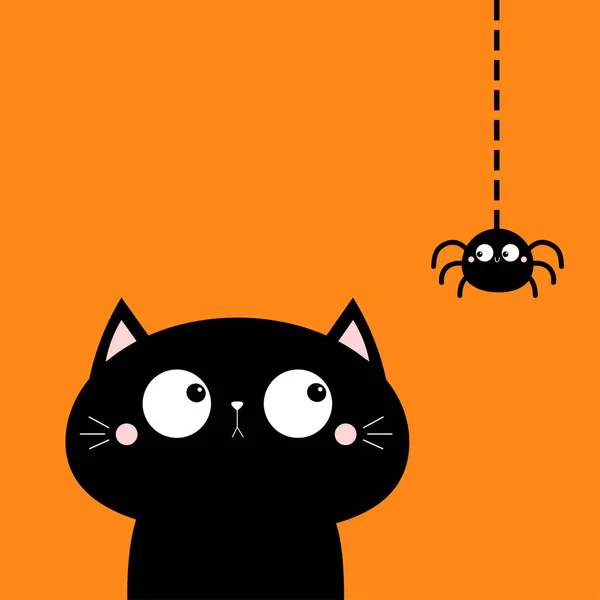 Kočičí Hlava Hledící Visící Pavoučí Hmyz Roztomilá Ikona Kresleného Postavičky — Stockový vektor