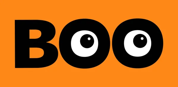 Buon Halloween Appeso Parola Boo Testo Bulbi Oculari Carino Personaggio — Vettoriale Stock