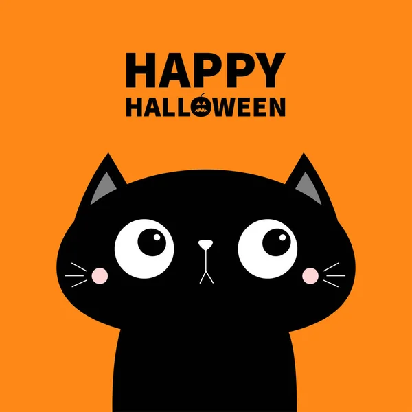 Fijne Halloween Schattige Kat Gezicht Icoon Een Stripfiguur Kawaii Baby — Stockvector