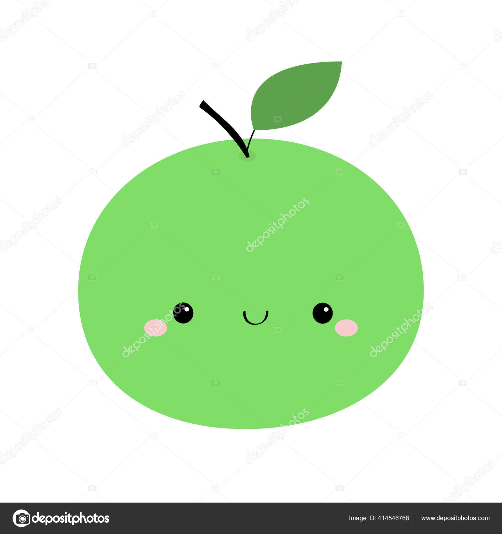 アップルアイコン かわいい漫画かわいい笑顔の赤ちゃんのキャラクター 面白い果物の顔 フラットデザイン 白地だ 隔離されてる ベクターイラスト ストックベクター C Worldofvector