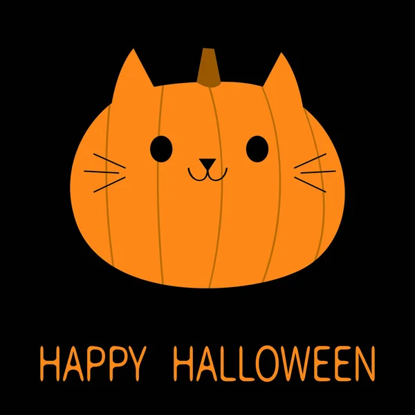 Šťastný Halloween Kočičí Dýně Vtipná Divná Usměvavá Tvář Roztomilý Kreslený — Stockový vektor
