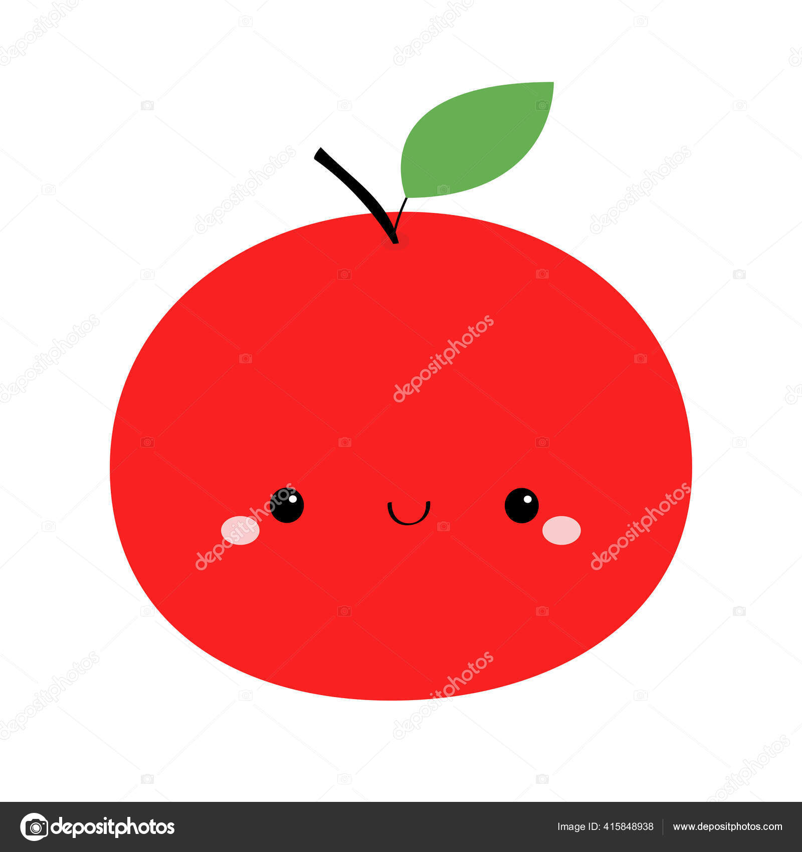 赤いリンゴのアイコン かわいい漫画かわいい笑顔の赤ちゃんのキャラクター 面白い果物の顔 フラットデザイン 白地だ 隔離されてる ベクターイラスト ストックベクター C Worldofvector