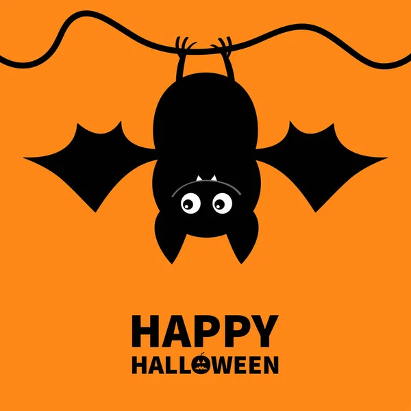 Cut Bat Happy Halloween Hanging Animal Cartoon Kawaii Funny Baby — Stock Vector