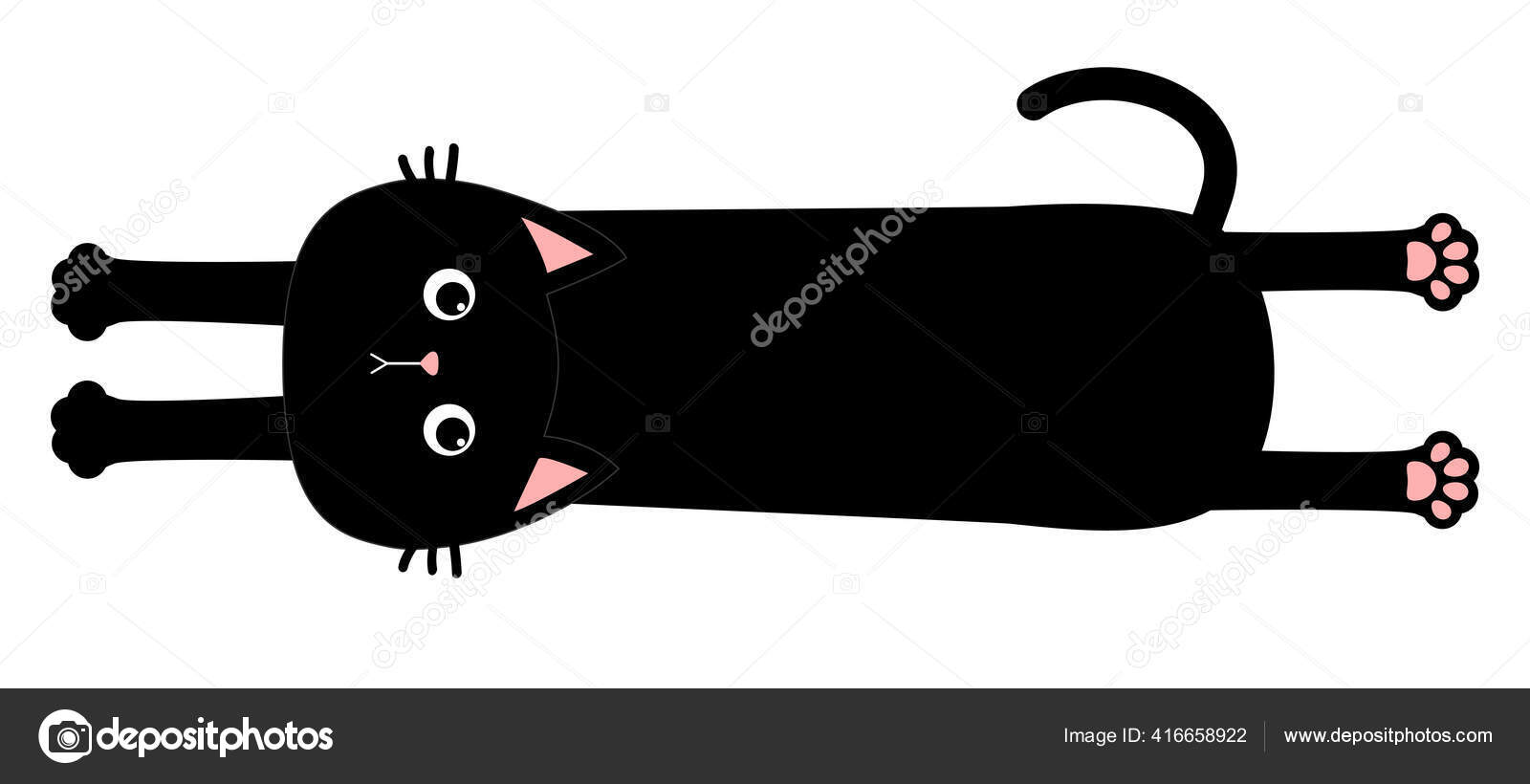 Cabeça Gato Bonito Animal Kawaii Sílhueta Contorno Estilo