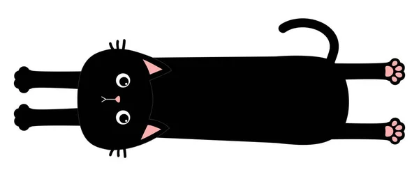 고양이 자국이 꼬리가 몸뚱아리 얼굴의 실루엣 귀여운 캐릭터 Kawaii 디자인 — 스톡 벡터