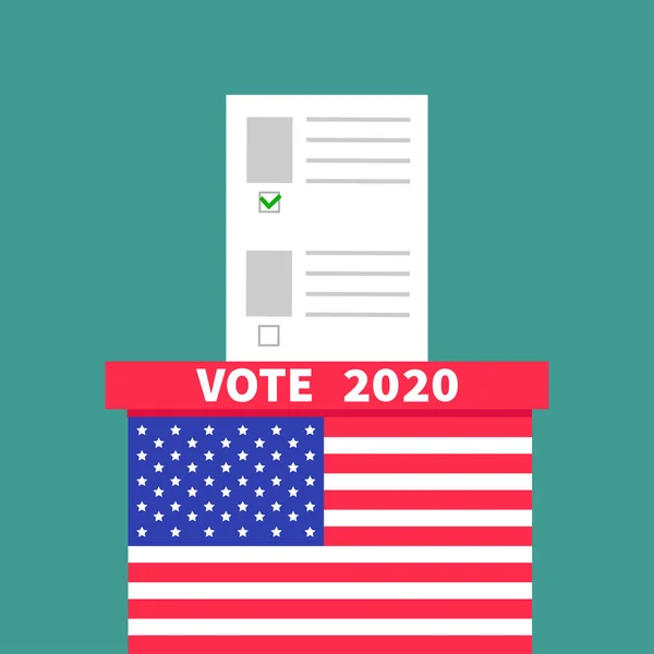 Dia Das Eleições Presidenciais Voto 2020 Bandeira Americana Caixa Votação — Vetor de Stock